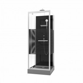 Cabine de douche 70x70cm Study 2 porte pivotante - verre sérigraphié gris anthracite AURLANE