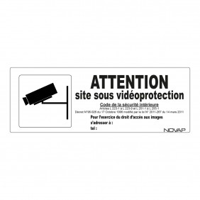 Panneau rigide "Attention site sous vidéoprotection" - 330x120 mm NOVAP