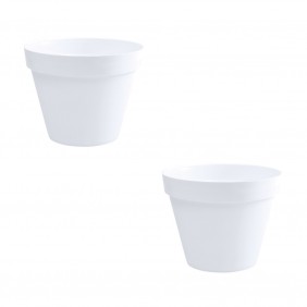 Lot de 2 Pots rond blanc - diamètre 60 cm - 76 litres - Toscane 13614 EDA PLASTIQUES