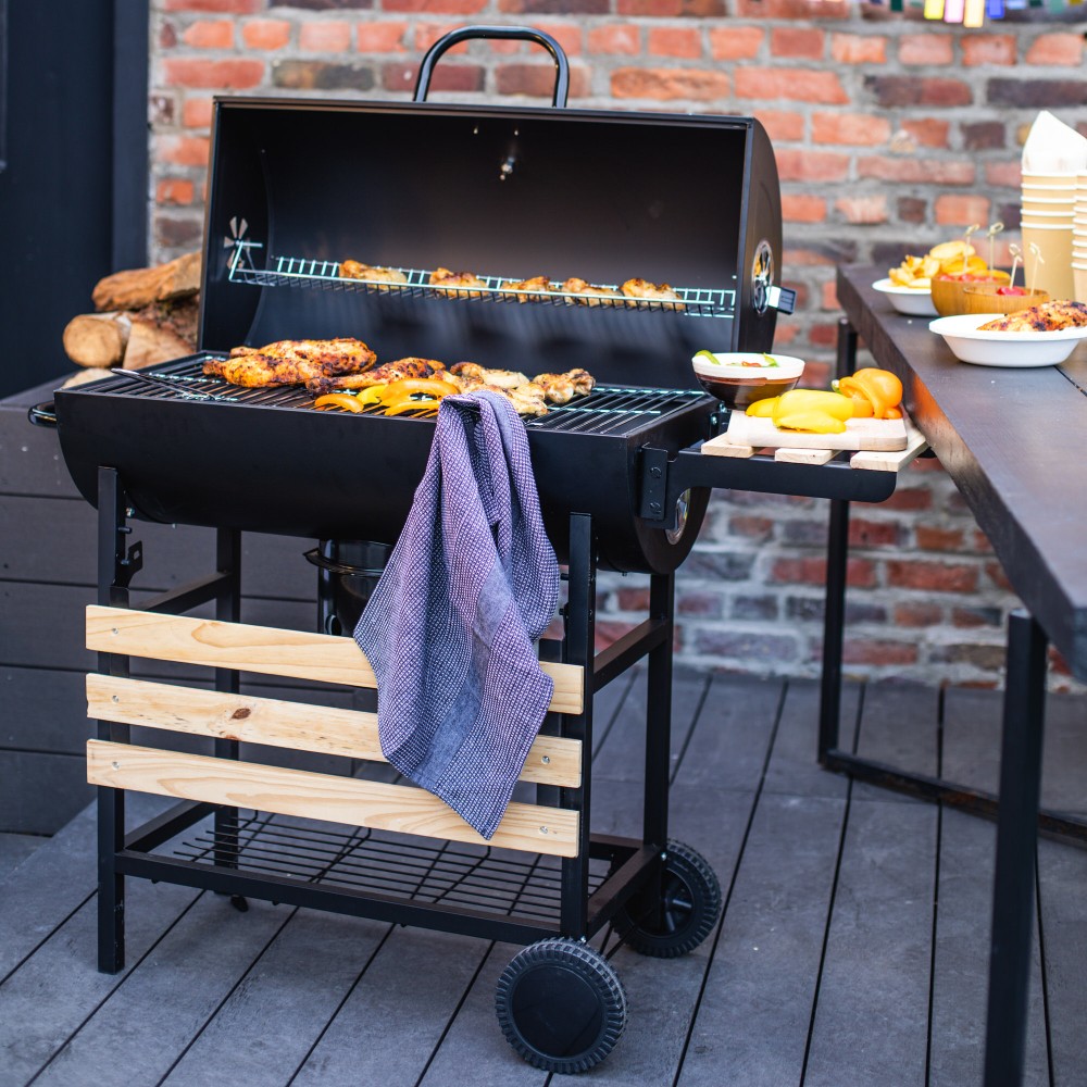 Barbecue de jardin avec couvercle - baril G8057