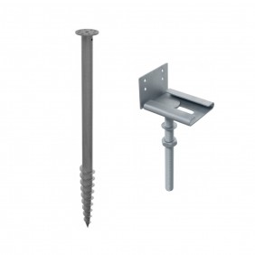 Lot vis de fondation + support de lambourde réglable pour sols fermes et remblais SPIRAL® - 1200 mm NIVO & Cobra