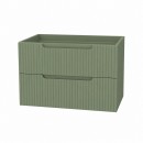 Meuble salle de bains suspendu 80 cm - 2 tiroirs MDF ondulé - vert olive - Emilien AURLANE