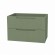 Meuble salle de bains suspendu 80 cm - 2 tiroirs MDF ondulé - vert olive - Emilien
