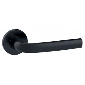 Poignées de porte sur rosaces rondes Logio finition noir mat Onyx - bec-de-cane VACHETTE