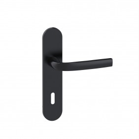 Poignées de porte sur plaques - entraxe 165 mm - noir mat Onyx - Logio - clé L VACHETTE