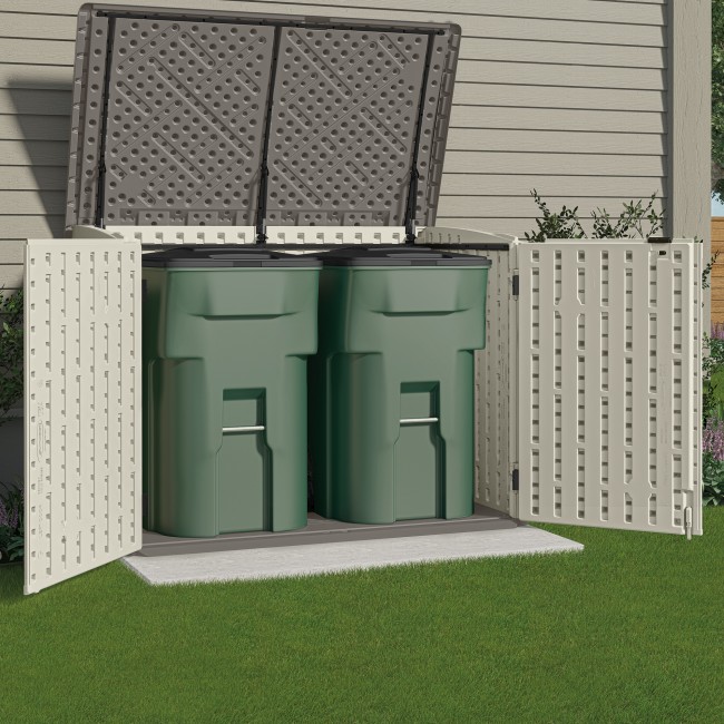 Coffre de jardin polyéthylène Stowaway - blanc - 1,98 m³ - plancher inclus - Bricozor 4.jpg SUNCAST