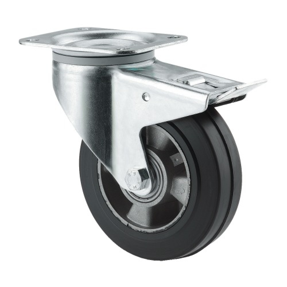 Roulette pivotante sur platine roue Résilex pour charges lourdes Maxiroll  diamètre 160 mm charge 400 kg
