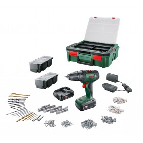 Perceuse visseuse UniversalDrill 18V + 2x1,5Ah + 241 accessoires + SystemBox - 06039D4003 BOSCH