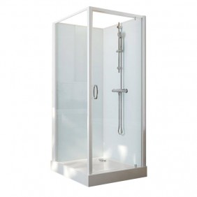 Cabine de douche 70x70 cm Iziglass 2 - accès de face porte pivotante LEDA
