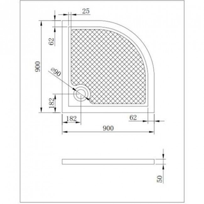 Receveur à poser - Pure - Acrylique blanc  - 1:4 de cercle 90x90cm4.jpg AURLANE