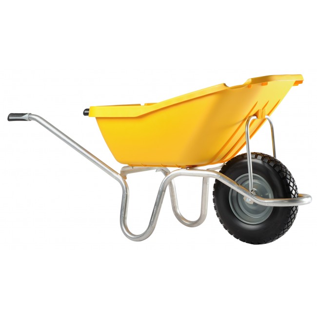 Brouette 1 roue increvable 110 L caisse polypro jaune Plume HAEMMERLIN