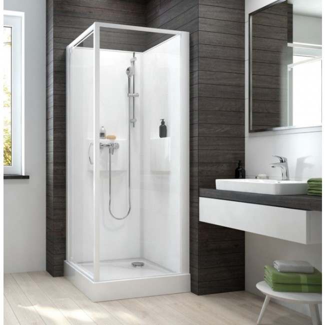 Cabine de douche 80x80 cm - porte pivotante - Izibox 2 LEDA