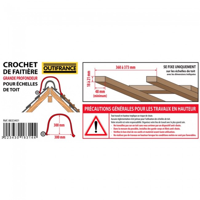 Crochet de faitière - support échelle - grande profondeur - reconditionné - Bricozor 1.jpeg OUTIFRANCE