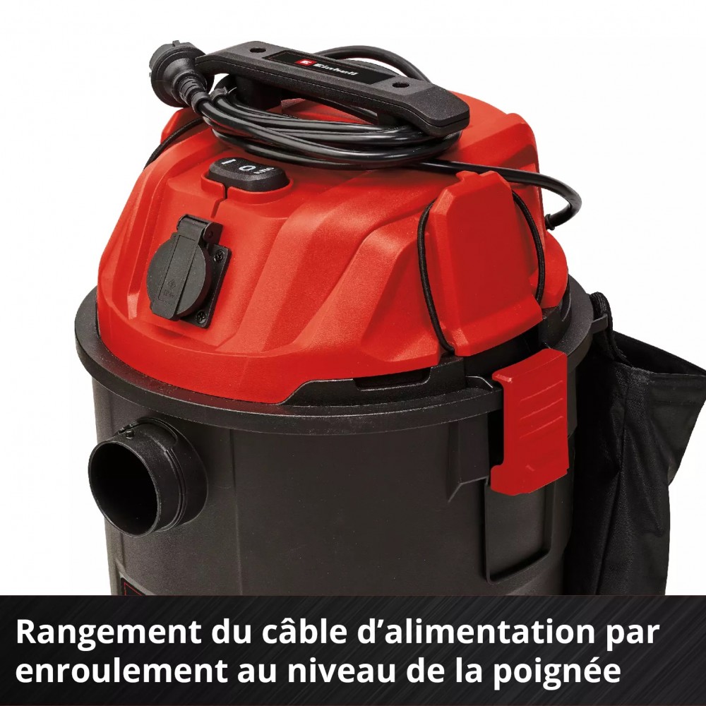 Aspirateur Eaux Et Poussières Einhell TC-VC 3055 S – 950W, 190 Mbar, Cuve Inox 30L, Flexible 2.5m – Avec Buses Et Filtres