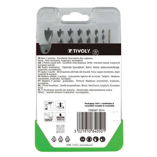 Coffret de 8 forets bois gradués - 3 pointes - Ø 2 à 10 mm - Bricozor 1.jpg TIVOLY