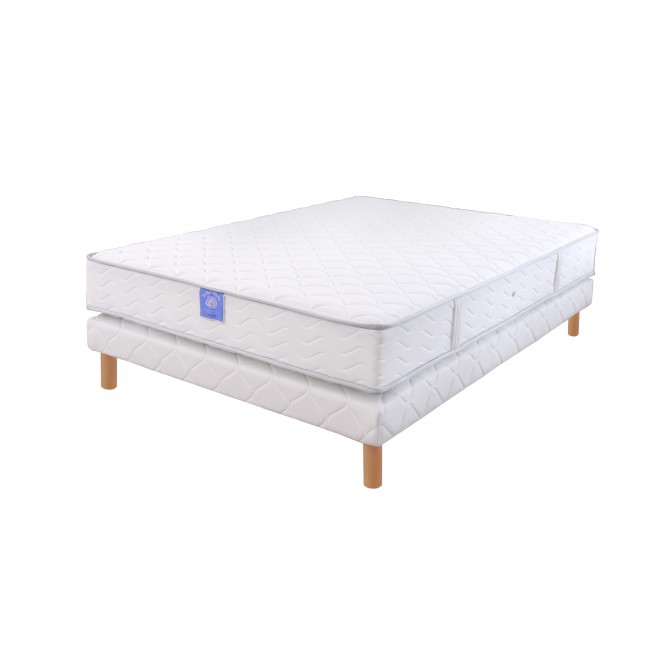 Matelas CALINO VISCO + Sommier tapissier + Lot de 4 pieds offert ! Plein sommeil