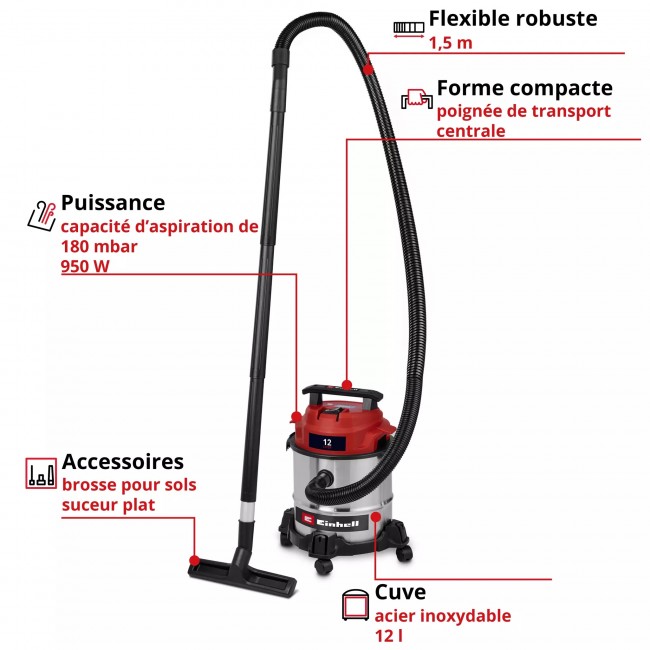 Aspirateur eau et poussière - 12L - puissance 950W - TC-VC 1240 S 2.jpeg EINHELL