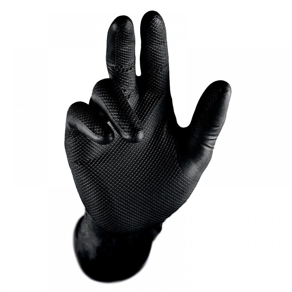 Acheter Gants en caoutchouc jetables, 50 pièces, noirs, sans poudre,  texturés, pour le bout des doigts, pour Salon de beauté à domicile