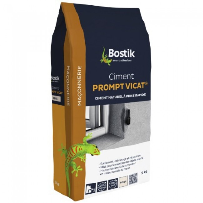 BOSTIK - Bostik Ciment Prompt Vicat 5kg - Ciment naturel prompt vicat pour  tous travaux de maçonnerie. Ciment - Livraison gratuite dès 120€