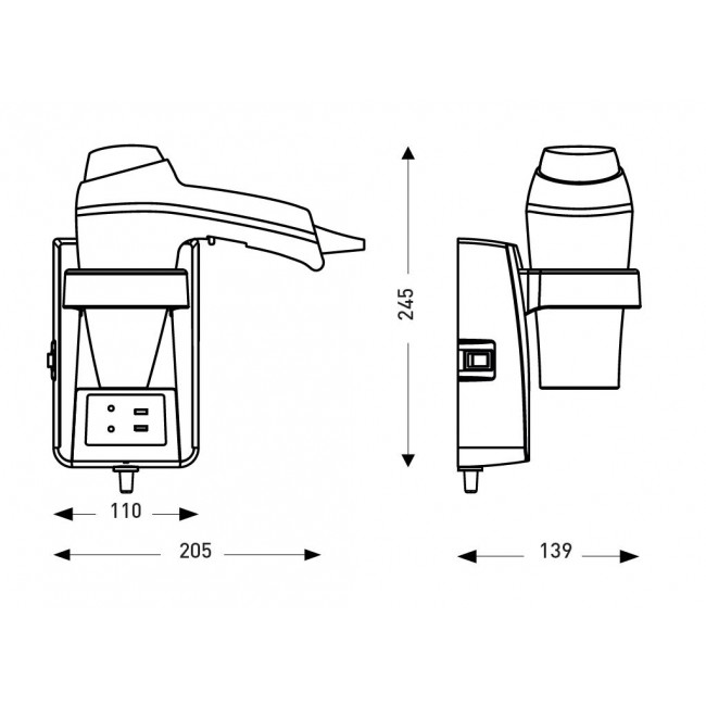 Sèchecheveux avec support Clipper II JVD Bricozor