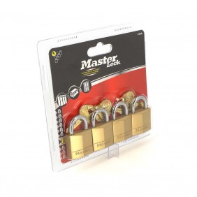 Lot de 4 cadenas à clé s'entrouvrant - laiton massif de 30 mm de large MASTER LOCK