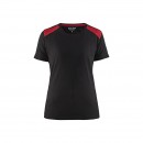 T-shirt de travail bicolore 100% coton femme 3479 - noir et rouge BLAKLADER