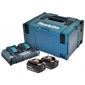 Pack Énergie 18V (2 batteries 4Ah + 1 chargeur double) en coffret MAKITA