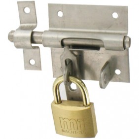 Verrou de box porte-cadenas renforcé avec gâche en inox 316L TIRARD