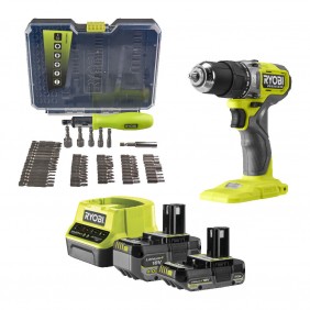 Perceuse à percussion Brushless 18V ONE+™ + 2 batteries 2/4Ah + 59 accessoires - RPD18BL1-2C42TA59 RYOBI