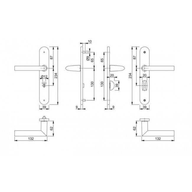 Schéma - Poignées sur grandes plaques - ligne Stockholm - antibactériens Sécusan HOPPE
