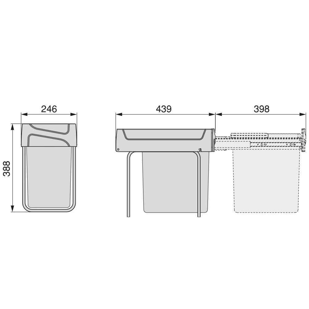 Poubelle de cuisine - ouverture automatique- 1 bac de 13 litres EMUCA