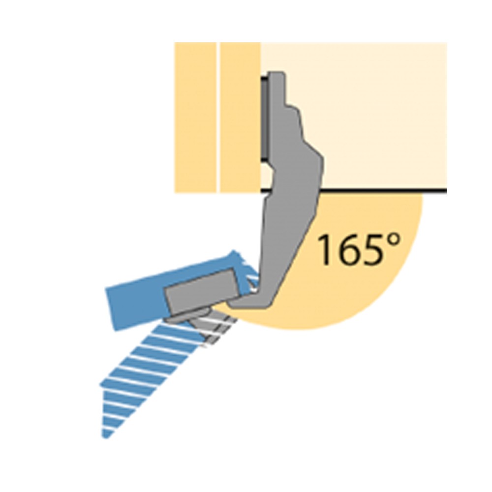 Charnière sensys 8675 110° - Coudure : 0 mm - Décor : Nickelé - Entraxe :  52 mm - Fixation : Sans outils - Montage : En