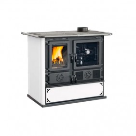 Cuisinière à bois en fonte - 8,8 kW - blanc pointillé - Rosa 5.0 Steel LA NORDICA EXTRAFLAME