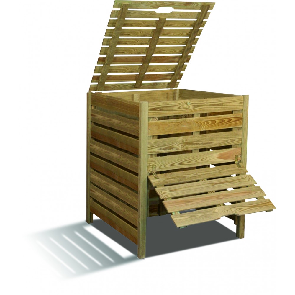 env 800 l Composteur robuste en bois 100 x 100 x 80 cm
