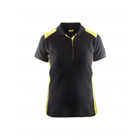 Polo de travail femme en coton 3390 - noir et jaune fluo BLAKLADER