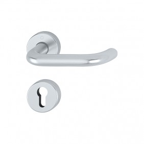 Poignées de porte sur rosaces rondes Paris - aluminium finition argent HOPPE