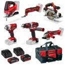 Pack 6 machines 18V + batteries + sac de transport EINHELL