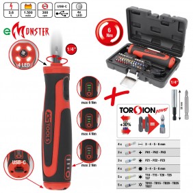 Pack tournevis sans fil eMonster 6Nm + 26 embouts 1/4" - 515.6550 KS TOOLS
