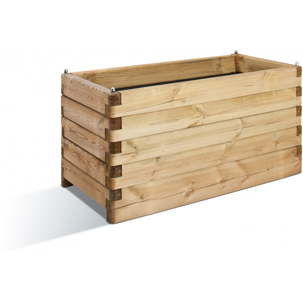 Jardinière Surélevée En Pin 100 X 33 X 35 Cm - Avec étagère Et Bâche, Pour Balcon Ou Terrasse