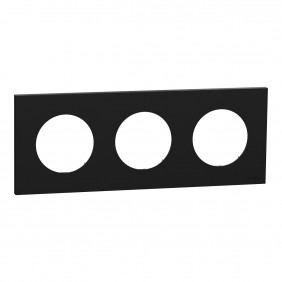 Plaque de finition 3 postes noir onyx - Odace II SCHNEIDER