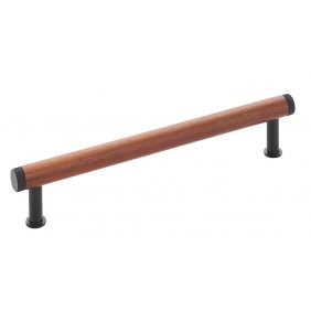 Poignée de meuble en laiton et bois - Qupon - longueur 186 mm METAKOR