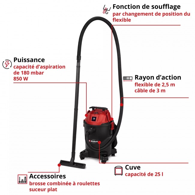 Aspirateur eau et poussière - 25L - puissance 850W - TC-VC 2555 3.jpeg EINHELL