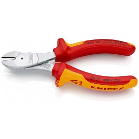 Pince coupante de côté chromée à forte démultiplication isolée 1000 V KNIPEX