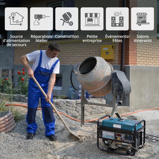 Groupe électrogène à essence:gaz - démarrage manuel - 2,9 kW - 230V - KS 2900G - Bricozor 6.jpeg KONNER & SOHNEN