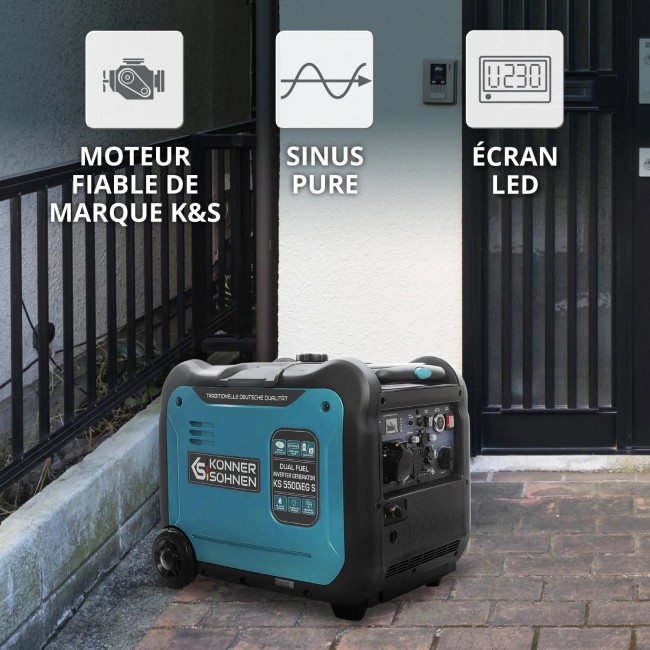 Groupe électrogène Inverter à essence:gaz - 5,5 kW - 230V - KS 5500iEG S - Bricozor 4.jpeg KONNER & SOHNEN