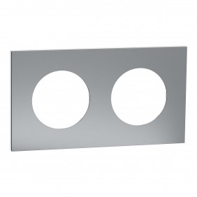 Plaque de finition 3 postes effet Titane - Odace Métal SCHNEIDER