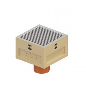 Siphon de sol bas DN110 grille caillebottis inox 250x250mm A15 Europoint 