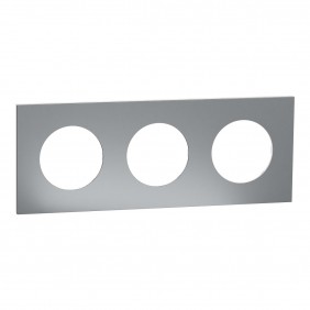 Plaque de finition 2 postes effet Titane - Odace Métal SCHNEIDER