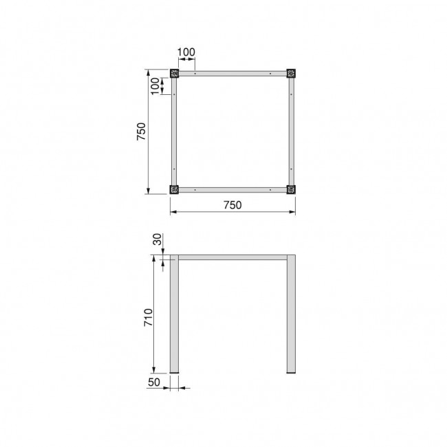 Schéma - Pieds et cadre pour table - acier - rigide - 750x750 - Bricozor.jpeg EMUCA