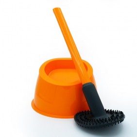 Brosse WC silicone avec picots - 100% hygiénique - orange mandarine PAPADO